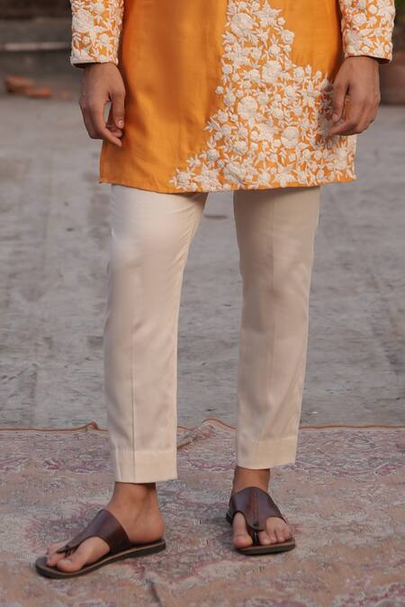 Midushi Bajoria Yellow Silk, Chanderi, Cotton Embroidery Kurta Set at Aza Fashions Midushi Bajoria_Yellow Silk, Chanderi, Cotton Embroidery Kurta Set _at_Aza_Fashions