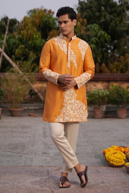 Midushi Bajoria Yellow Embroidered Kurta Set 