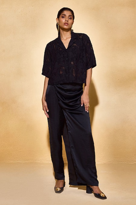 Echostudio Noir Jacquard Viscose Shirt 