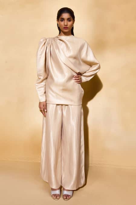 Echostudio Gold Banarasi Silk Co-ord Set 