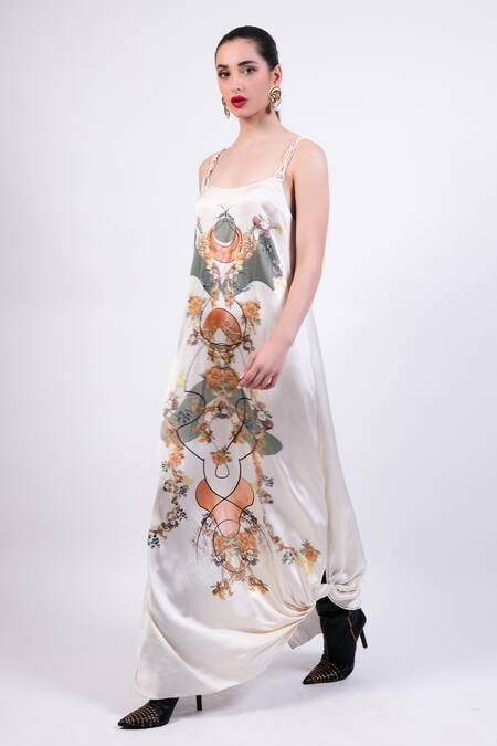 AK-OK Multi Color Satin Embroidery Scoop Neck Maxi Dress Online at Aza Fashions AK-OK_Multi Color Satin Embroidery Scoop Neck Maxi Dress _Online_at_Aza_Fashions