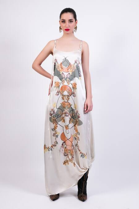 Buy AK-OK Multi Color Satin Embroidery Scoop Neck Maxi Dress Online at Aza Fashions Buy_AK-OK_Multi Color Satin Embroidery Scoop Neck Maxi Dress _Online_at_Aza_Fashions