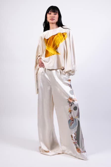 AK-OK Multi Color Satin Top & Pant Set 