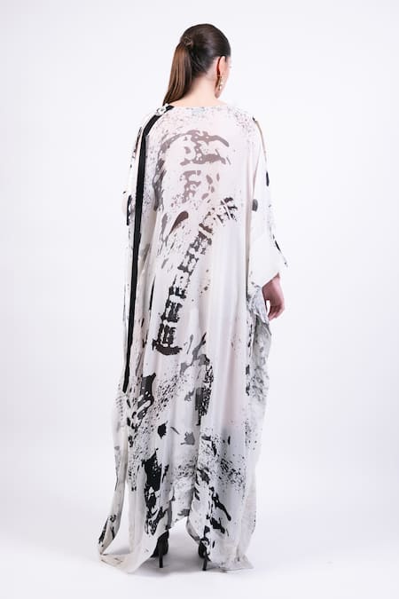 AK-OK Black & White Printed Kaftan 