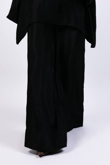 AK-OK Black Silk Embroidery Kurta Pant Set Online at Aza Fashions AK-OK_Black Silk Embroidery Kurta Pant Set _Online_at_Aza_Fashions