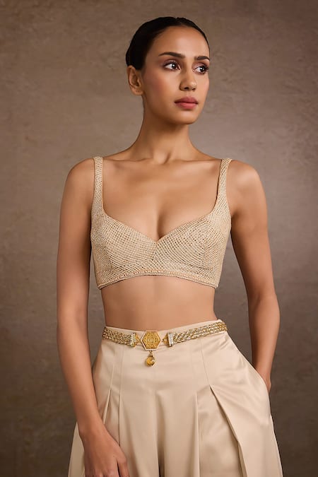Tarun Tahiliani Cutdana Embellished Broach Belt 