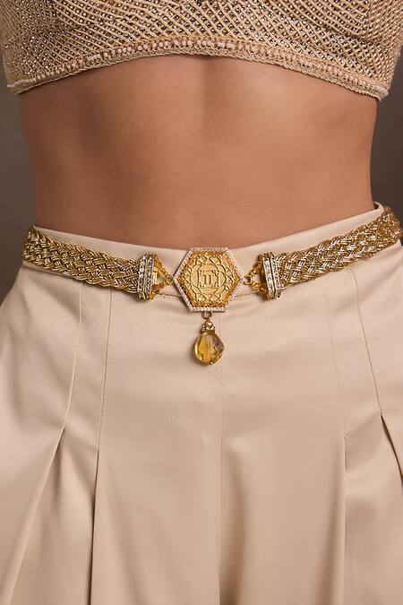 Buy Tarun Tahiliani Gold Cut Work, Beads Cutdana Embellished Broach Belt Online at Aza Fashions Buy_Tarun Tahiliani_Gold Cut Work, Beads Cutdana Embellished Broach Belt _Online_at_Aza_Fashions