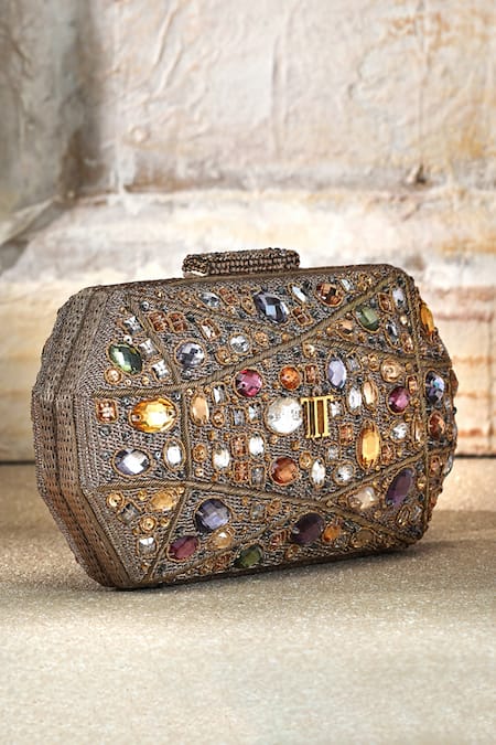 Buy_Tarun Tahiliani_Multi Color Crystals, Beads Embellished Clutch Bag 