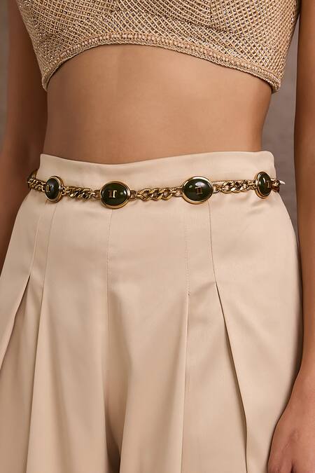 Tarun Tahiliani_Black Chains, Beads Midnight Onyx Belt _Online_at_Aza_Fashions