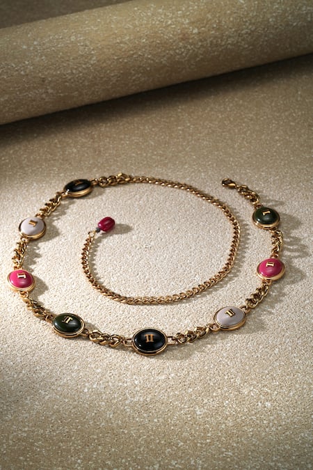 Shop_Tarun Tahiliani_Multi Color Beads Multi-color Chain Belt _at_Aza_Fashions