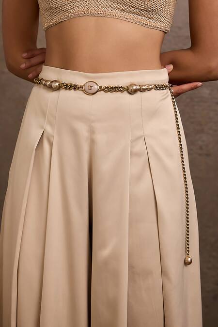 Shop Tarun Tahiliani Gold Chains, Beads Bronze Belt Online at Aza Fashions Shop_Tarun Tahiliani_Gold Chains, Beads Bronze Belt _Online_at_Aza_Fashions