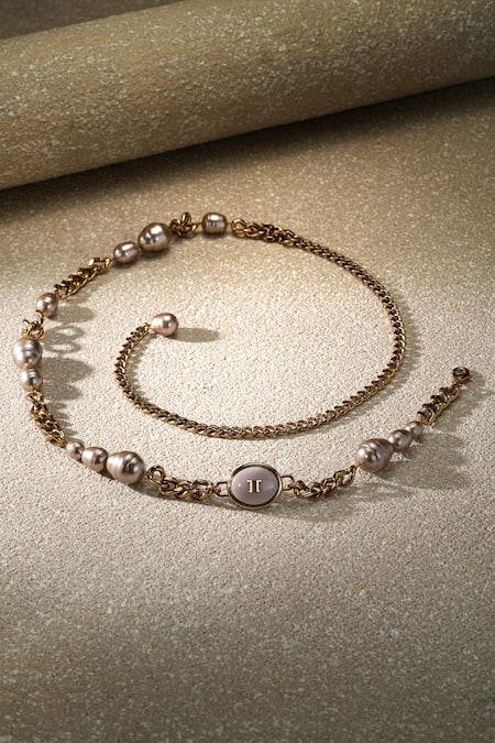 Shop Tarun Tahiliani Gold Chains, Beads Bronze Belt at Aza Fashions Shop_Tarun Tahiliani_Gold Chains, Beads Bronze Belt _at_Aza_Fashions