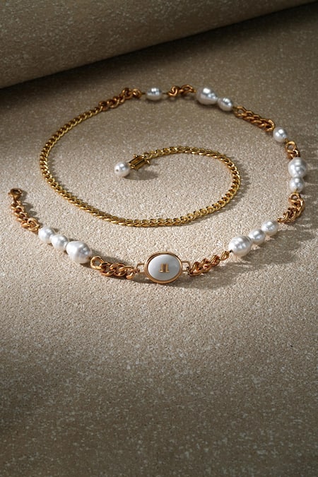 Shop Tarun Tahiliani Ivory Beads Ivory-gold Chain Belt at Aza Fashions Shop_Tarun Tahiliani_Ivory Beads Ivory-gold Chain Belt _at_Aza_Fashions