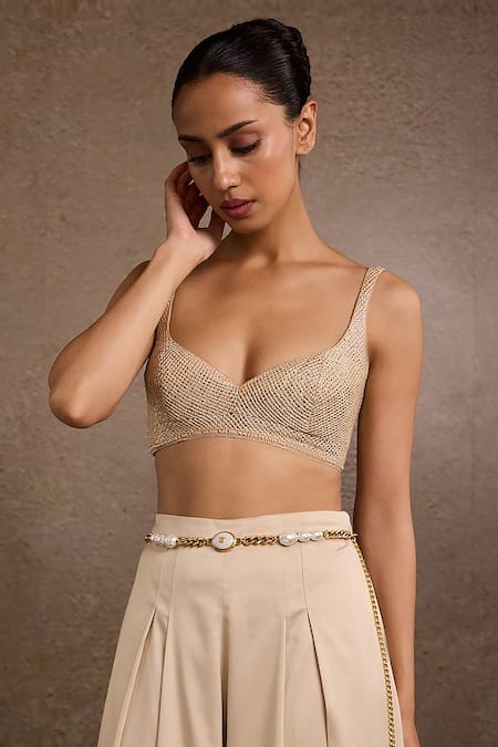 Tarun Tahiliani Ivory Beads Ivory-gold Chain Belt Online at Aza Fashions Tarun Tahiliani_Ivory Beads Ivory-gold Chain Belt _Online_at_Aza_Fashions