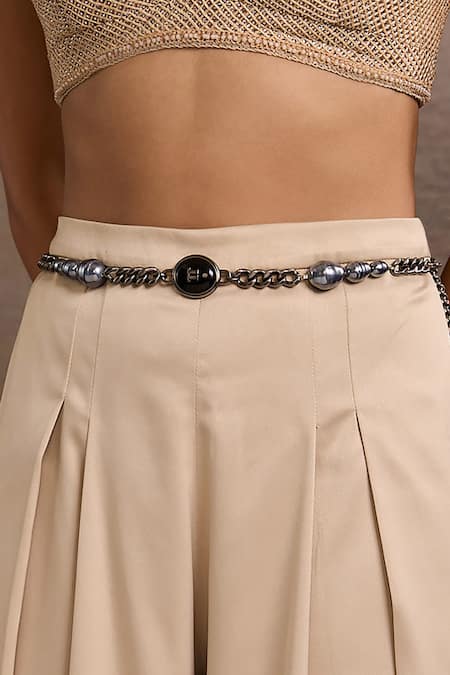 Buy_Tarun Tahiliani_Black Beads, Chains Midnight Onyx Belt _Online_at_Aza_Fashions