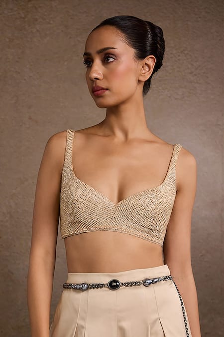 Tarun Tahiliani_Black Beads, Chains Midnight Onyx Belt _at_Aza_Fashions