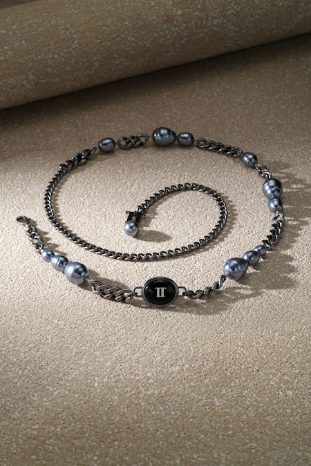 Shop_Tarun Tahiliani_Black Beads, Chains Midnight Onyx Belt _at_Aza_Fashions