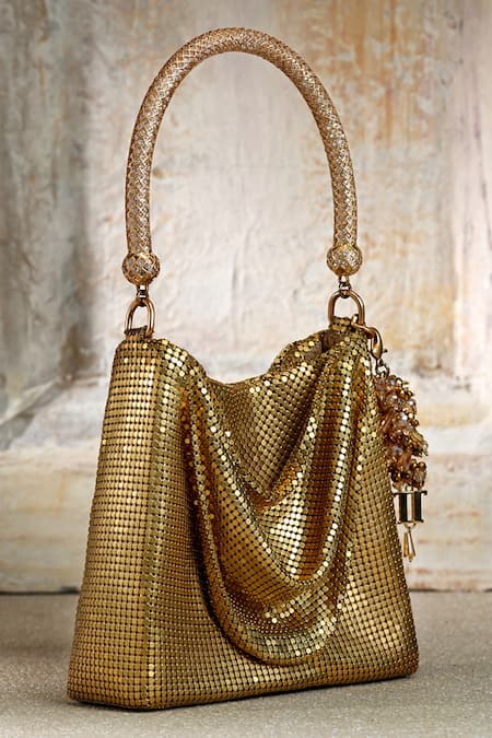 Tarun Tahiliani Gold Chainmail Handbag 