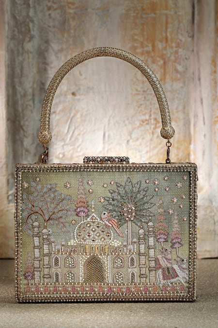 Buy_Tarun Tahiliani_Ivory Stones, Embroidery Embellished Clutch 