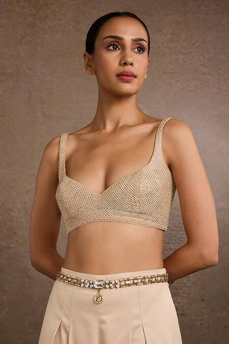 Tarun Tahiliani_Silver Crystals Jewel Belt _Online_at_Aza_Fashions