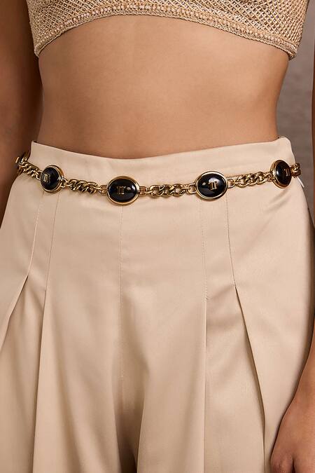 Buy Tarun Tahiliani Black Chains, Stones Gold Jewel Belt Online at Aza Fashions Buy_Tarun Tahiliani_Black Chains, Stones Gold Jewel Belt _Online_at_Aza_Fashions
