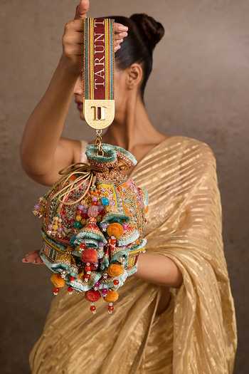 Tarun Tahiliani Multicolor Beads, Embroidery Potli Handbag Online at Aza Fashions Tarun Tahiliani_Multicolor Beads, Embroidery Potli Handbag _Online_at_Aza_Fashions