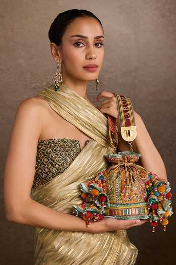Shop Tarun Tahiliani Multicolor Beads, Embroidery Potli Handbag Online at Aza Fashions Shop_Tarun Tahiliani_Multicolor Beads, Embroidery Potli Handbag _Online_at_Aza_Fashions