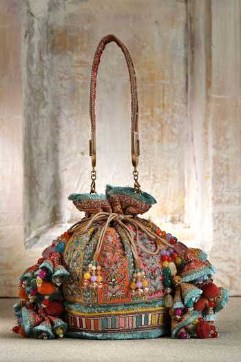 Shop Tarun Tahiliani Multicolor Beads, Embroidery Potli Handbag at Aza Fashions Shop_Tarun Tahiliani_Multicolor Beads, Embroidery Potli Handbag _at_Aza_Fashions