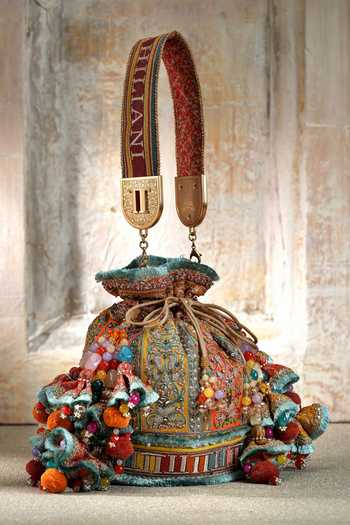 Tarun Tahiliani Multicolor Beads, Embroidery Potli Handbag at Aza Fashions Tarun Tahiliani_Multicolor Beads, Embroidery Potli Handbag _at_Aza_Fashions