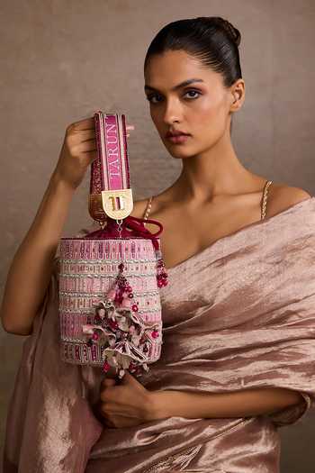 Buy Tarun Tahiliani Pink Embroidery, Tassels Ombre Potli Bag Online at Aza Fashions Buy_Tarun Tahiliani_Pink Embroidery, Tassels Ombre Potli Bag _Online_at_Aza_Fashions