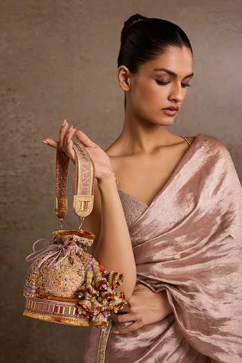 Tarun Tahiliani Gold Stones, Beads Multi Silk Potli Bag Online at Aza Fashions Tarun Tahiliani_Gold Stones, Beads Multi Silk Potli Bag _Online_at_Aza_Fashions