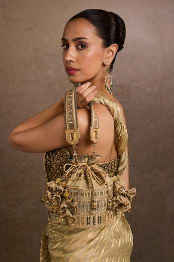 Buy Tarun Tahiliani Gold Embroidery, Tassels Grey-multi Potli Handbag Buy_Tarun Tahiliani_Gold Embroidery, Tassels Grey-multi Potli Handbag