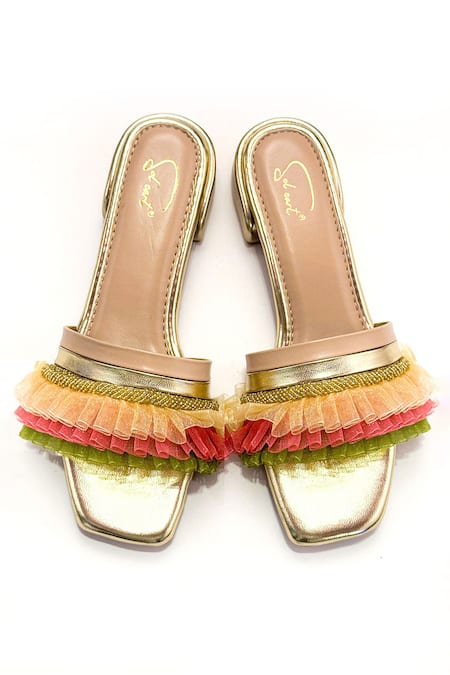 Soleart Multicolor Ruffled Designer Flats 