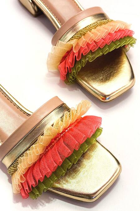 Buy_Soleart_Multi Color Multicolor Ruffled Designer Flats _Online_at_Aza_Fashions