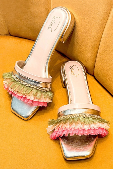 Soleart Multicolor Ruffled Designer Flats 