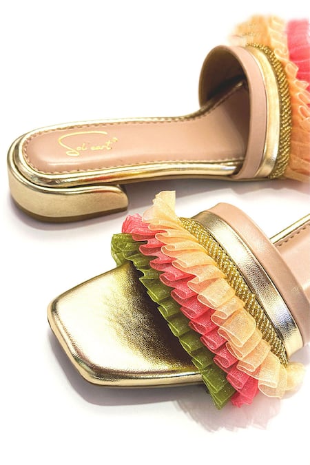 Shop_Soleart_Multi Color Multicolor Ruffled Designer Flats _Online_at_Aza_Fashions