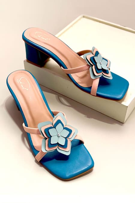 Soleart Designer Blue Floral Heels 