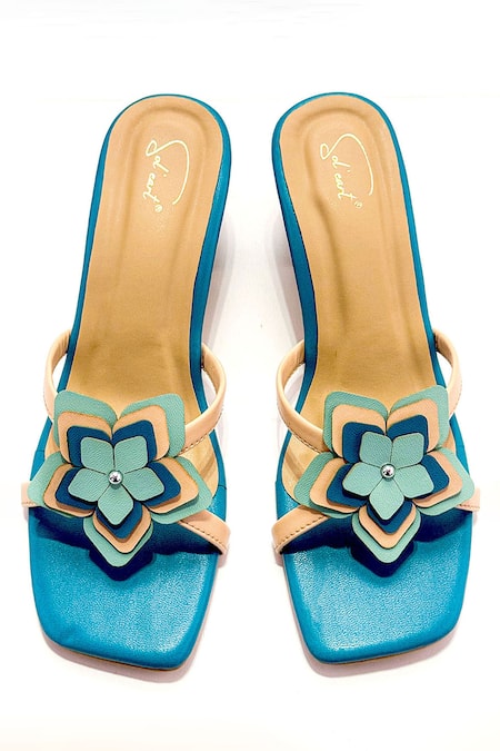 Soleart Designer Blue Floral Heels 