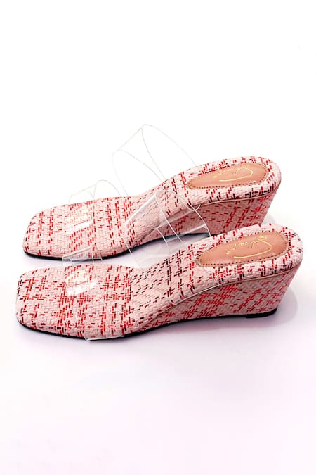 Soleart_Pink Beads Designer Glinda Wedge Heels _Online_at_Aza_Fashions