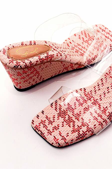 Shop_Soleart_Pink Beads Designer Glinda Wedge Heels _Online_at_Aza_Fashions