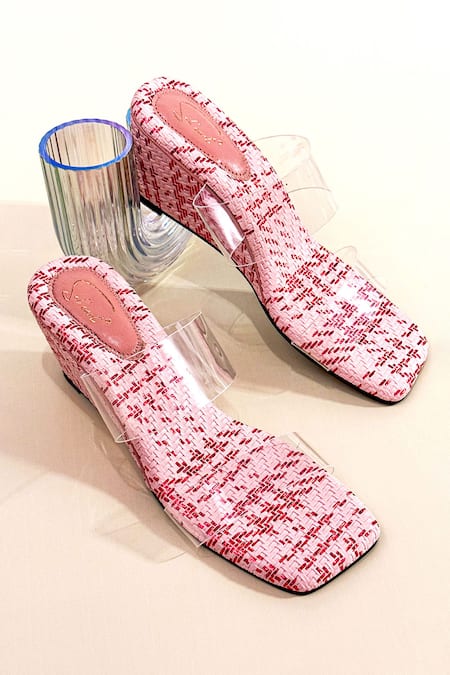 Soleart Designer Glinda Pink Wedge Heels 