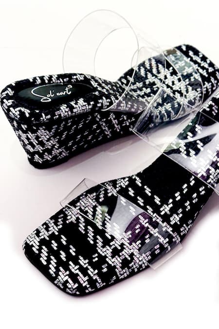 Buy_Soleart_Black Beads Glinda Designer Heels _Online_at_Aza_Fashions