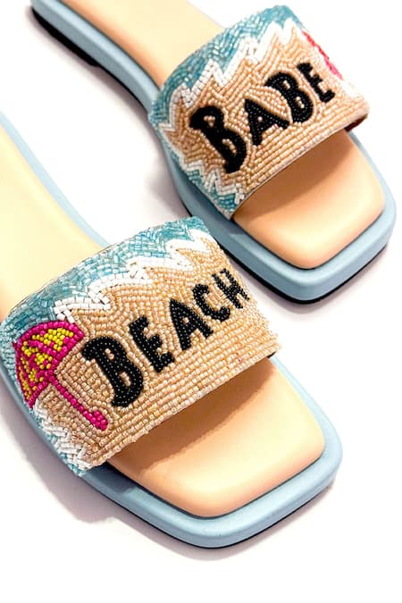 Soleart_Multi Color Beads Multicolor Beach Babe Flats _Online_at_Aza_Fashions