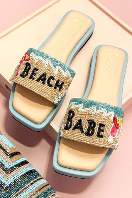 Soleart Multicolor Beaded Beach Babe Flats 
