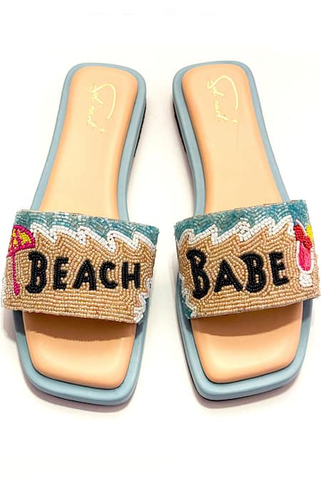 Soleart Multicolor Beaded Beach Babe Flats 