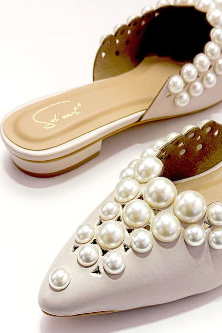 Shop_Soleart_Pink Pearls Designer Embellished Heels _Online_at_Aza_Fashions