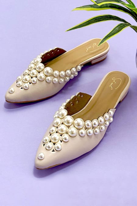 Soleart Designer Pearl Embellished Heels 