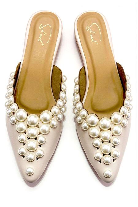 Soleart Designer Pearl Embellished Heels 