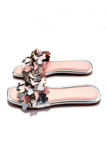 Soleart_Pink Heart Embellished Designer Flats _Online_at_Aza_Fashions