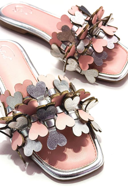 Shop_Soleart_Pink Heart Embellished Designer Flats _Online_at_Aza_Fashions